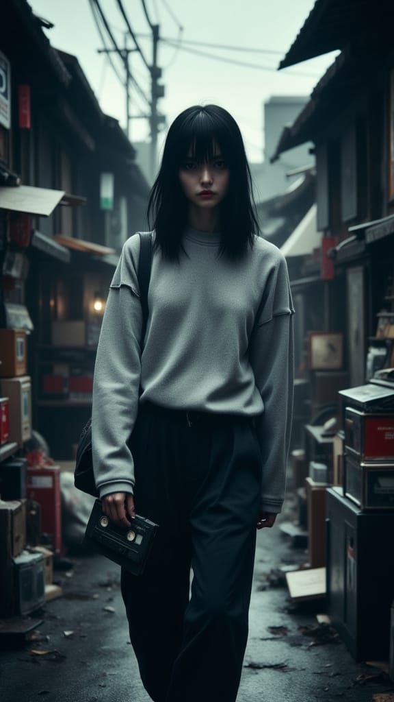 Mysterious Woman Walks Through Japanese Flea Market in Foreb...