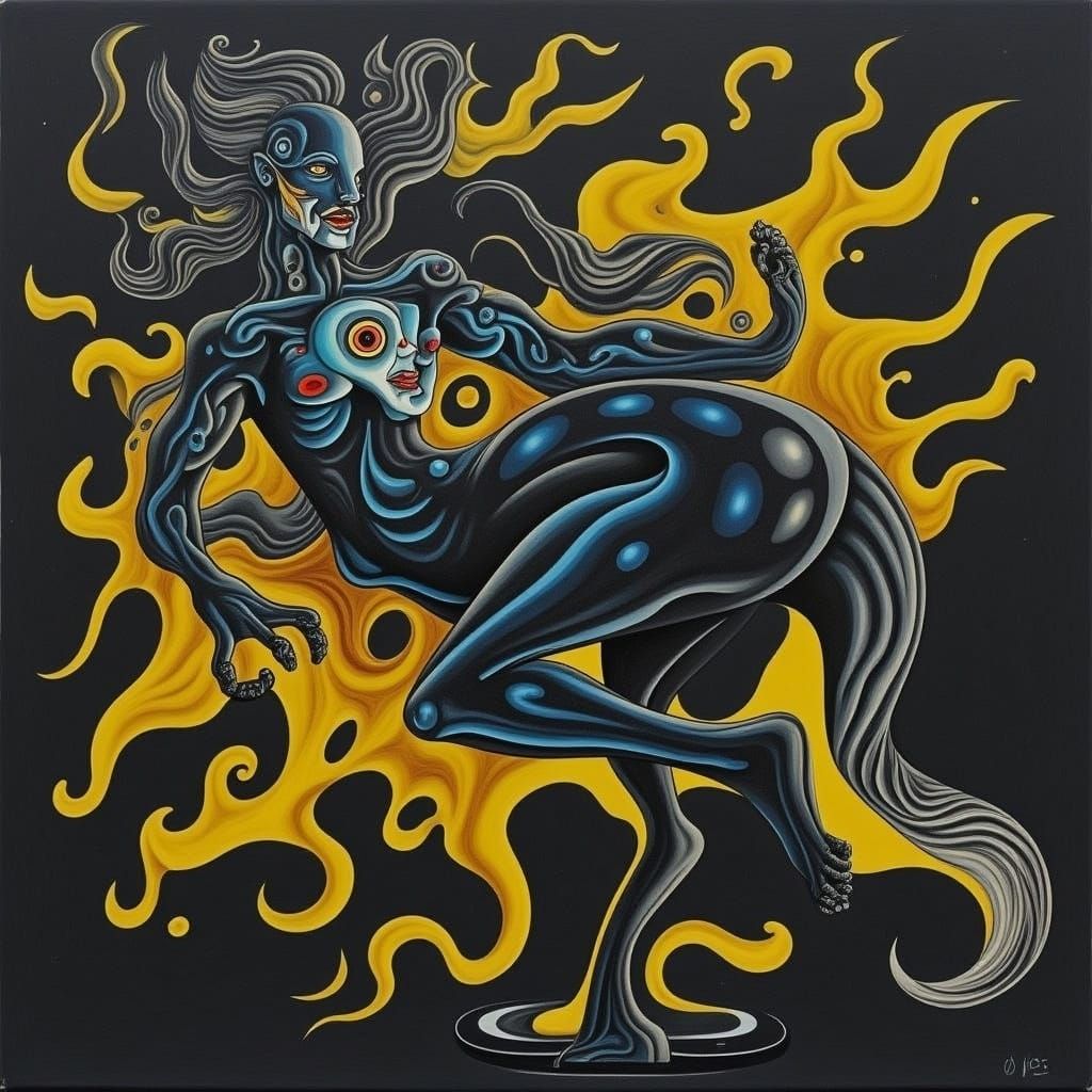 Psychedelic Charcoal Spotted Hyena Illustration