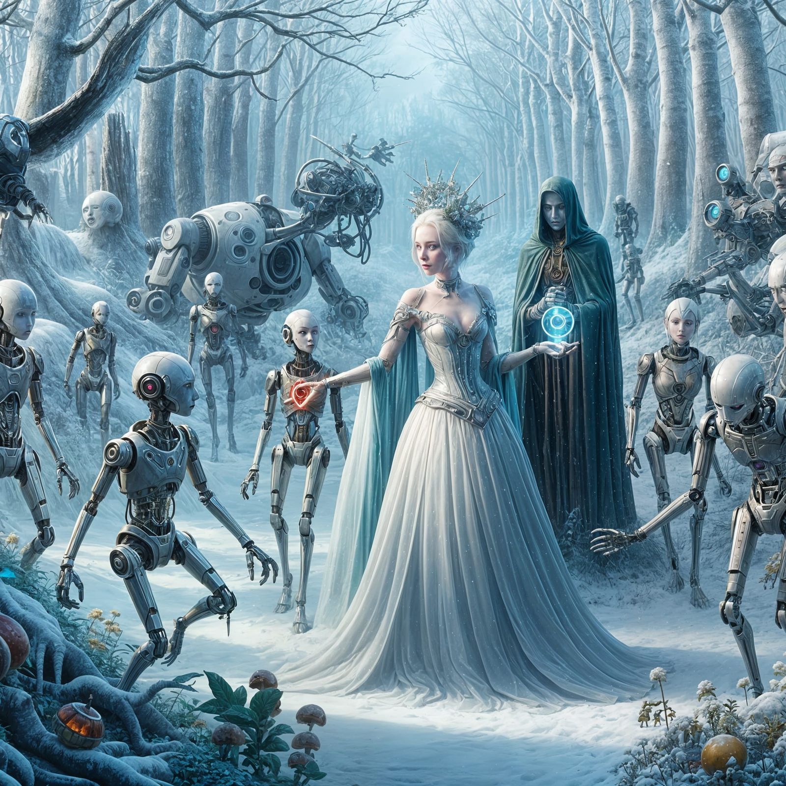 AI Princess and Droids in Cryogenic Forest