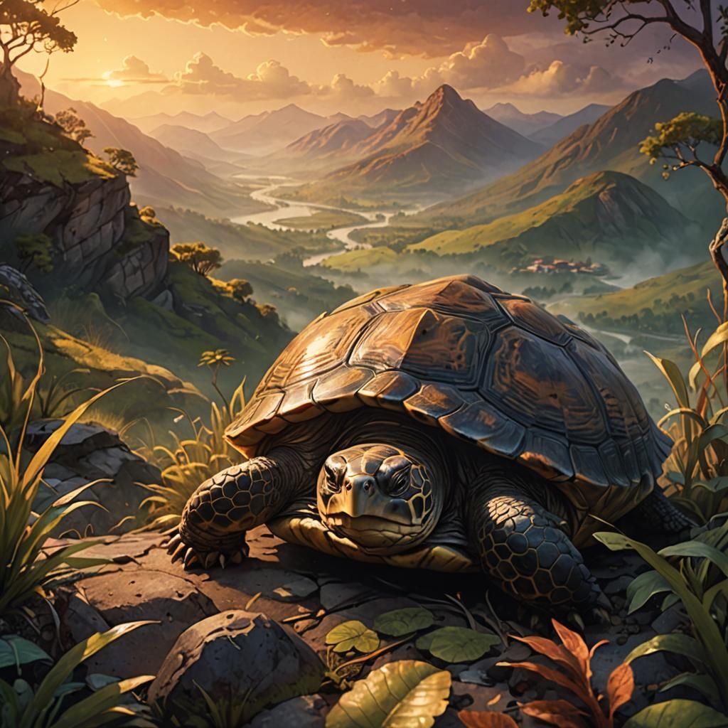 Turtle's Journey: Valley of Snakes in Watercolor