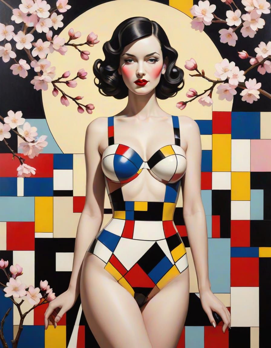 Surreal Fusion: Geometric Figure in Dream Garden