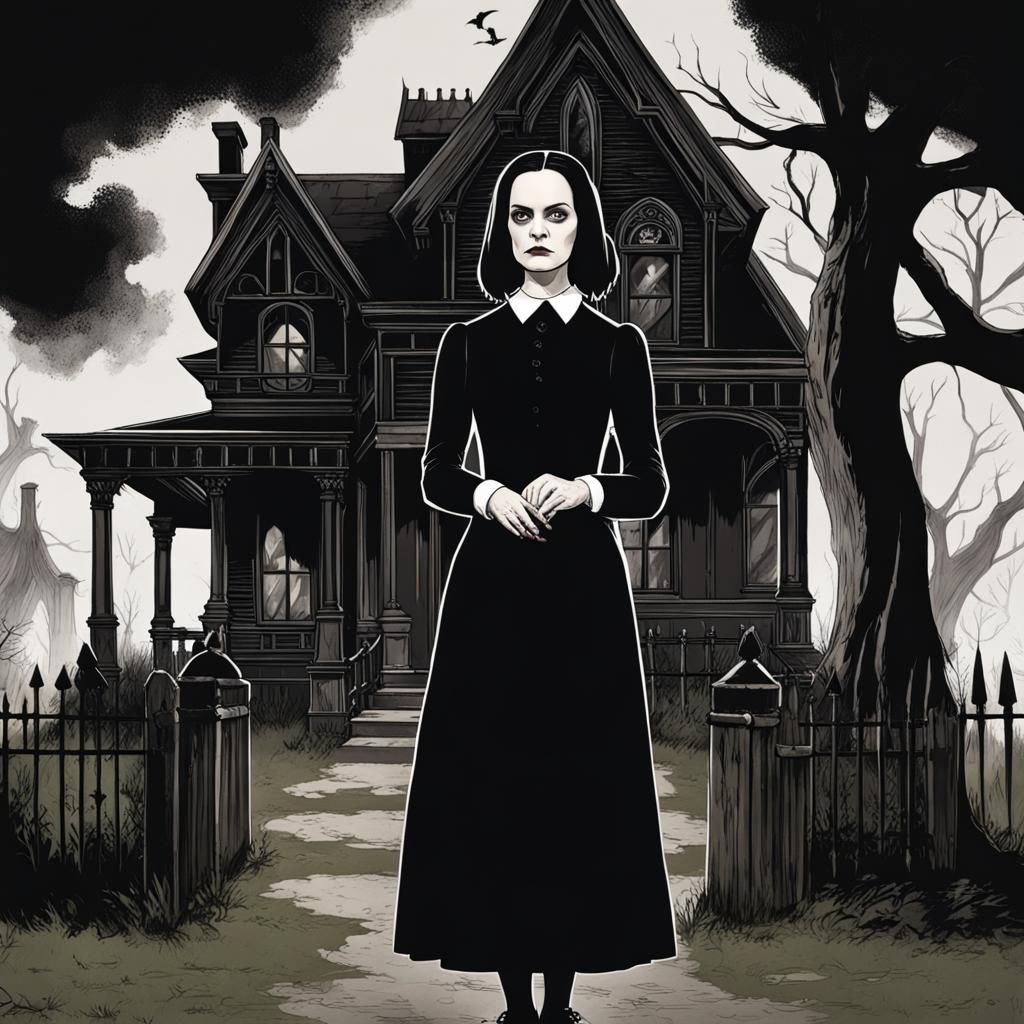 Wednesday Addams in Gothic Setting