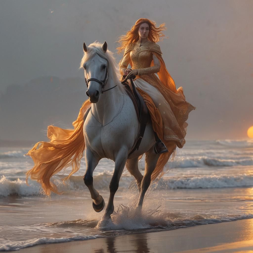 Princess on Horseback: Fantasy Beach Concept Art