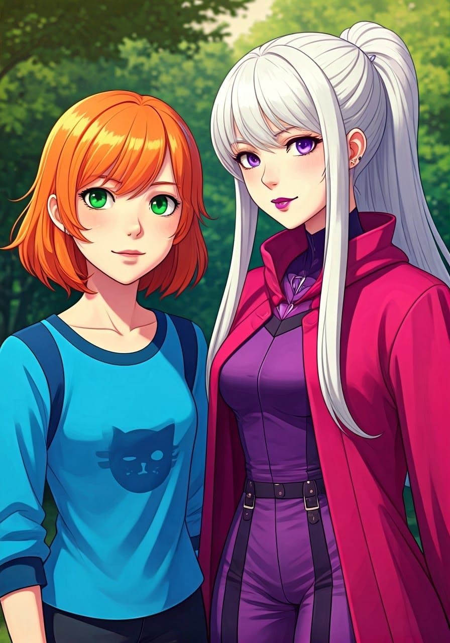 Anime Girls in a Natural Setting, Ghibli-Inspired