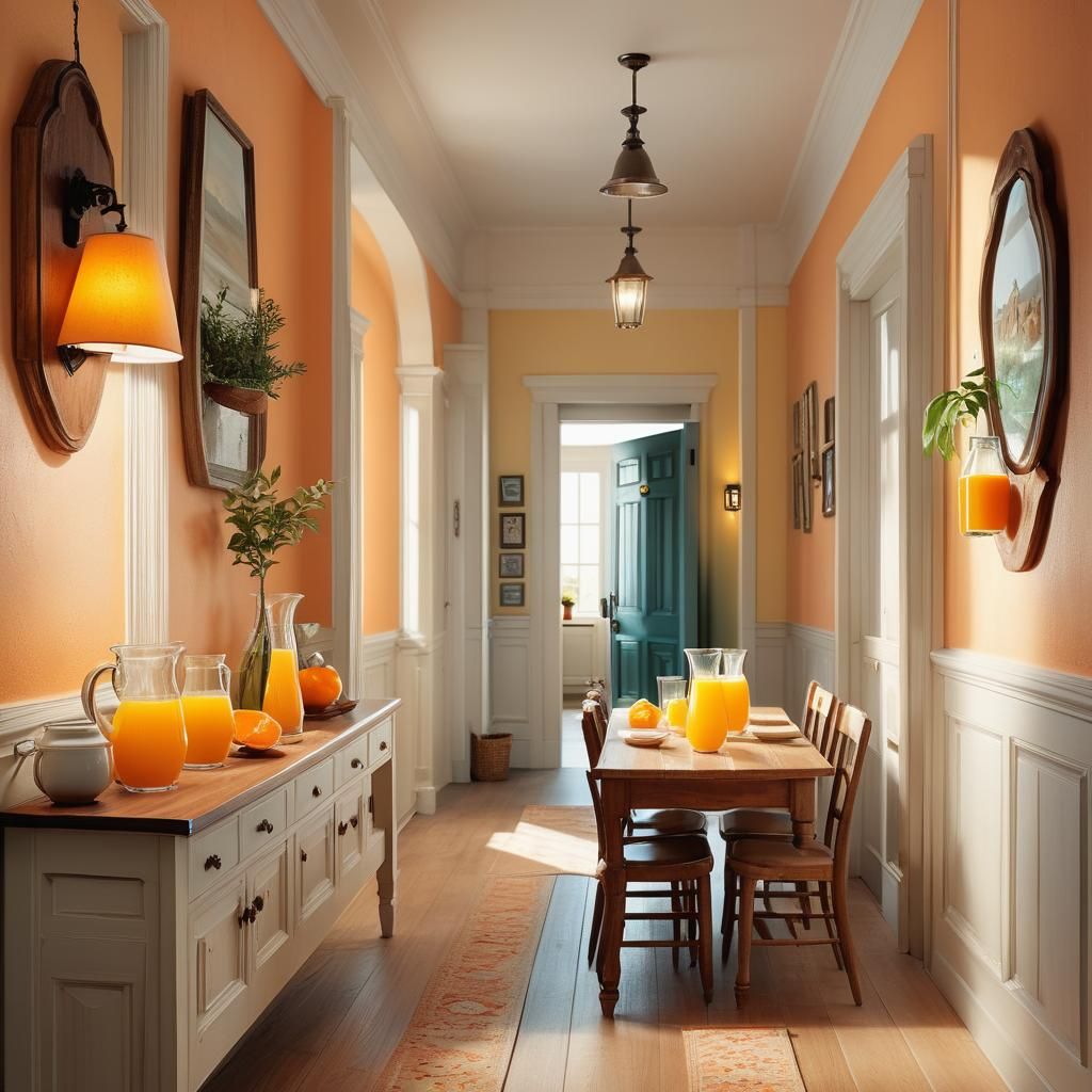 Inviting Hallway Scene in Hyper-Realism Style