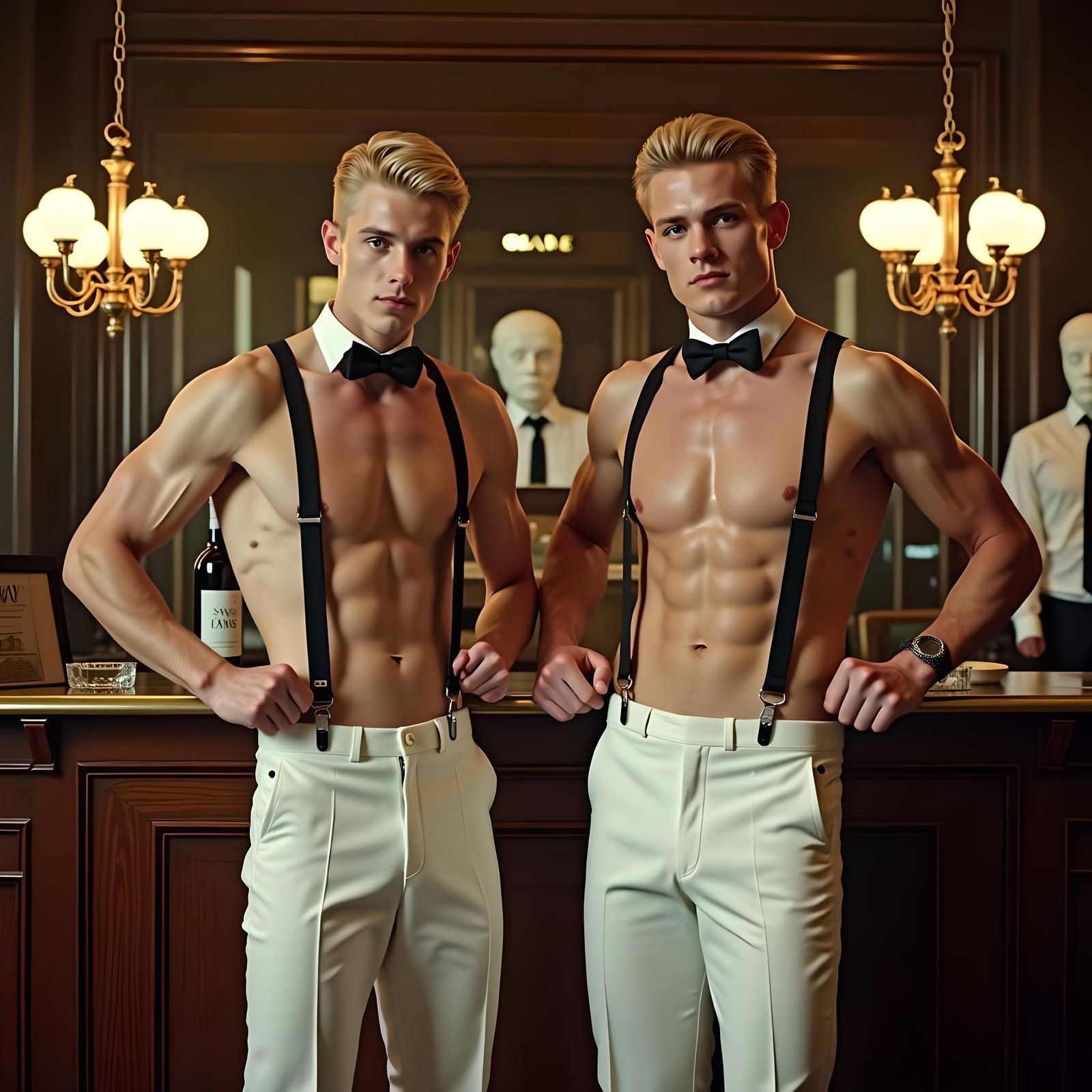 Shirtless Men Serve Customers in 1950s Store