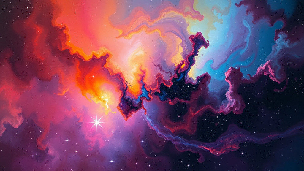 Iridescent Nebula: A Cosmic Abstract Expressionist Dream