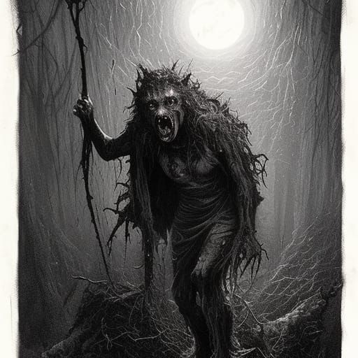 High Horror Gothic Werewolf with Bloody Smile