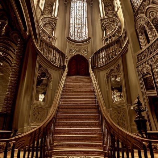 Gothic Staircase with Intricate Details