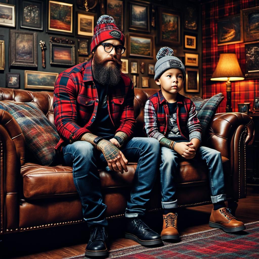Plaid Pattern - Father and son