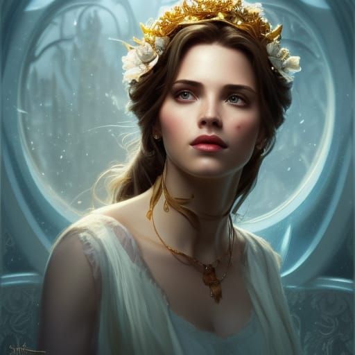 Beauty and the Beast Portrait in Art Nouveau Style