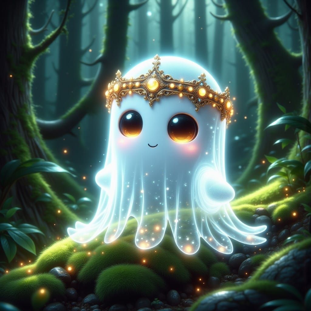 Elven Crown with Adorable Anime Ghost