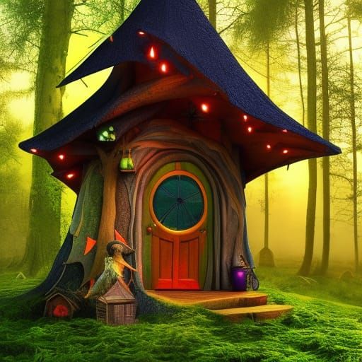 Mystical Witch House in Enchanted Forest