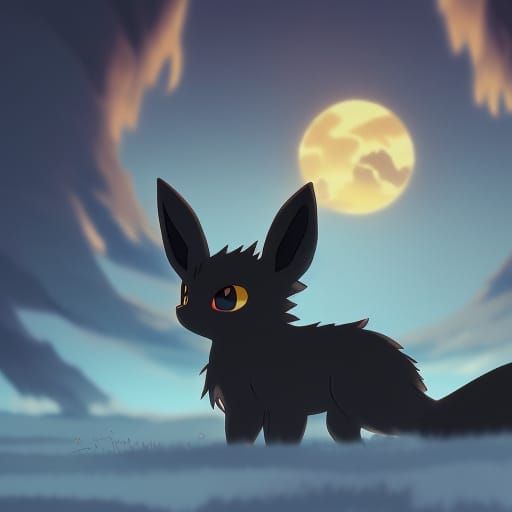 Umbreon in Studio Ghibli Anime Style