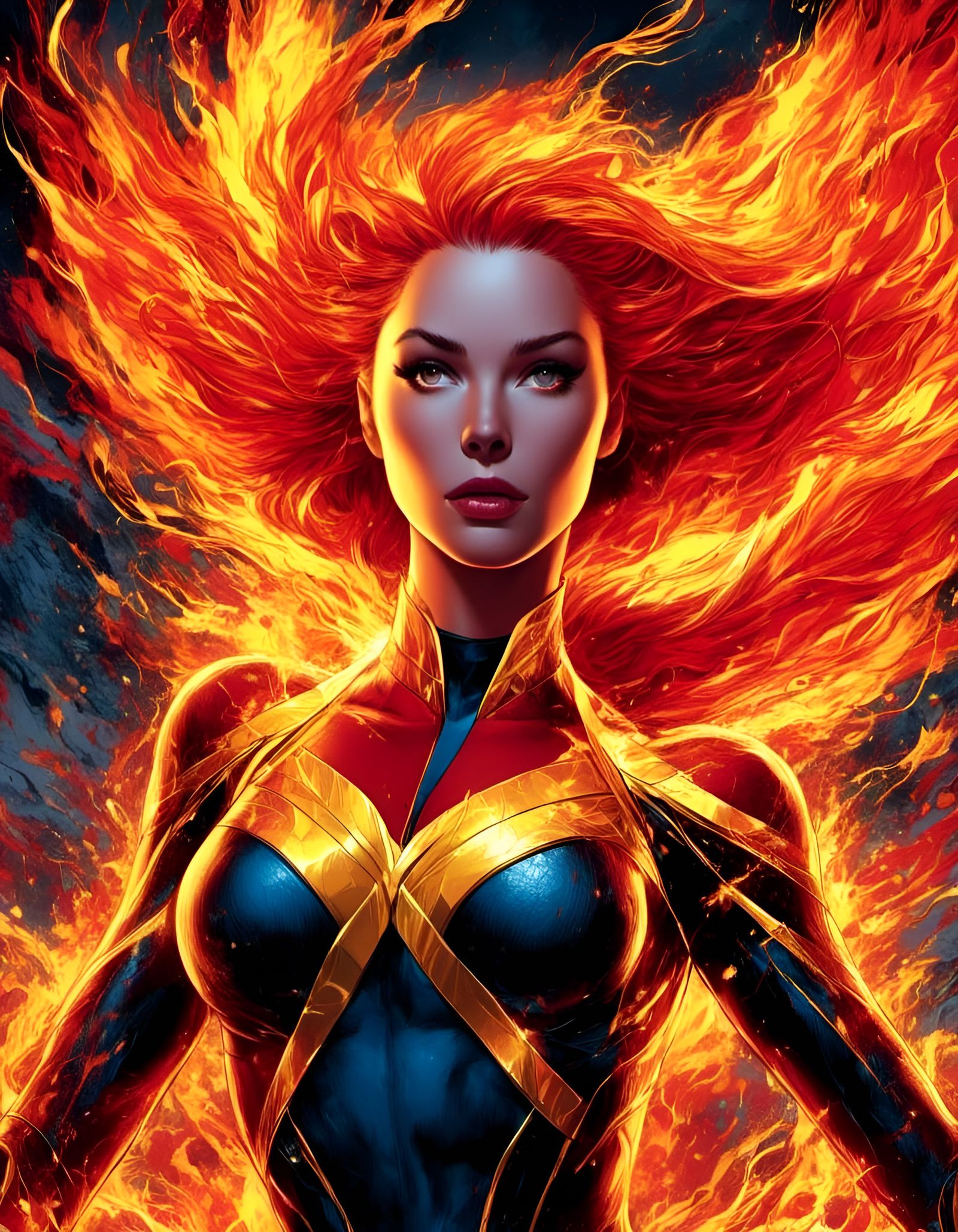 Dark Phoenix Comic Style Digital Art