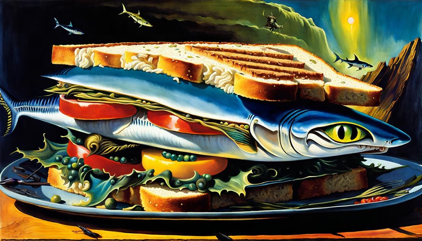 Surreal Tuna Sandwich on Shark Plate