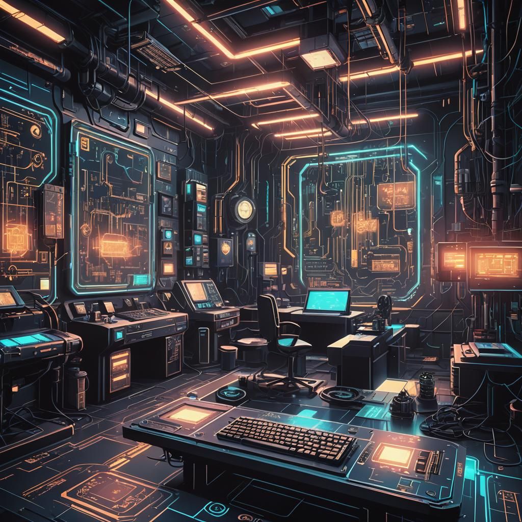 Cyberpunk Laboratory with Holographic Numbers