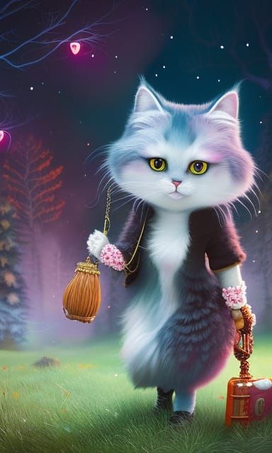 Anthropomorphic fluffy cat-human