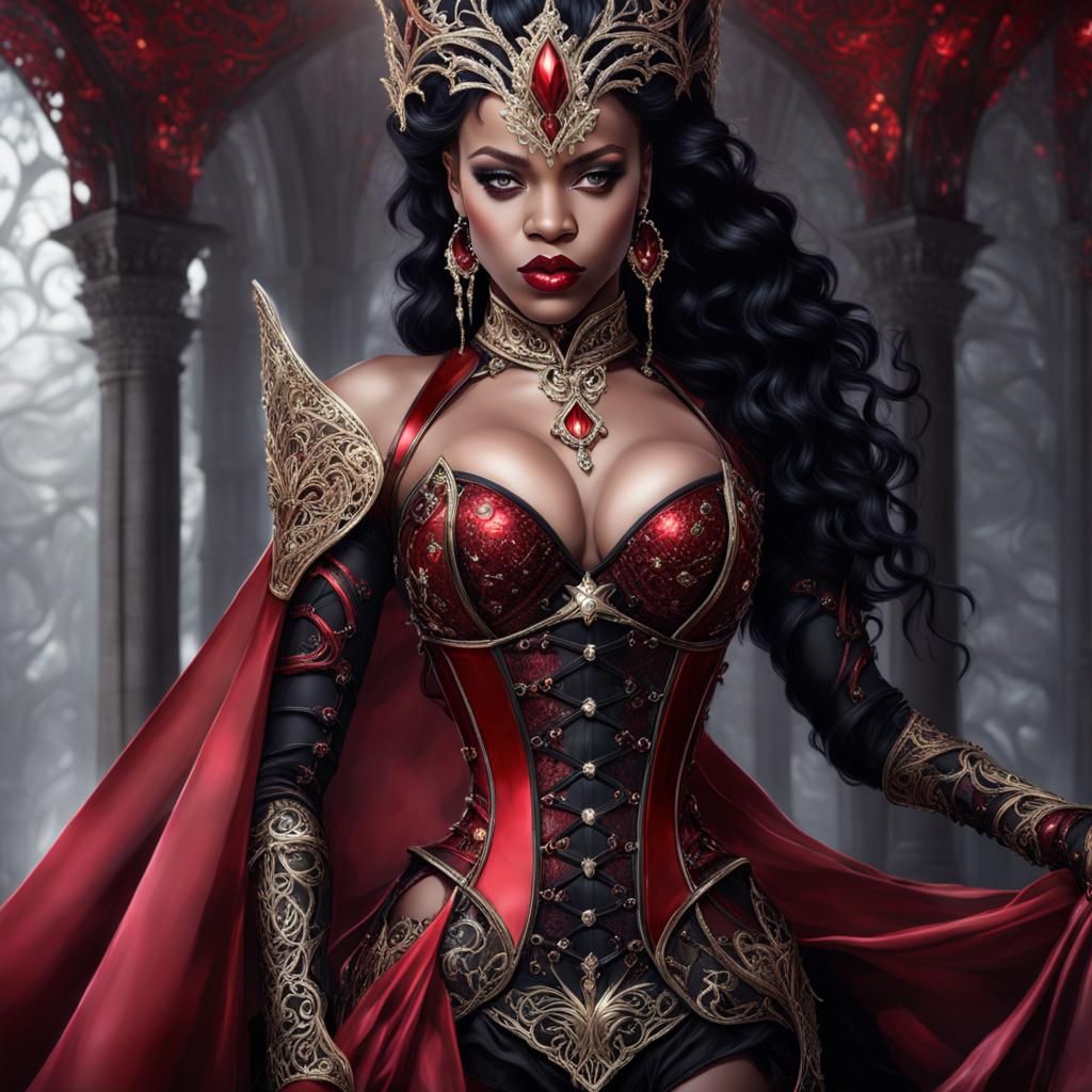Dark Elf Queen Rihanna: Mystical Fantasy Goddess