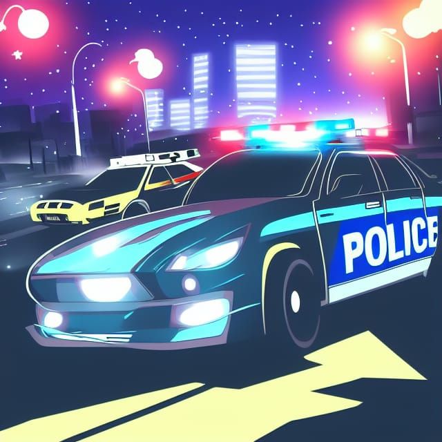 Anime Style Police Pursuit at Night