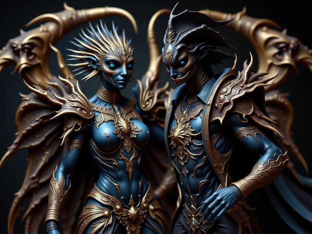 Grimdark Baroque Collage with Baby Dragon