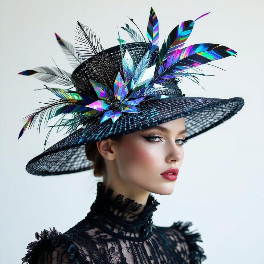 Avant-Garde Wire and Glass Fashion Hat