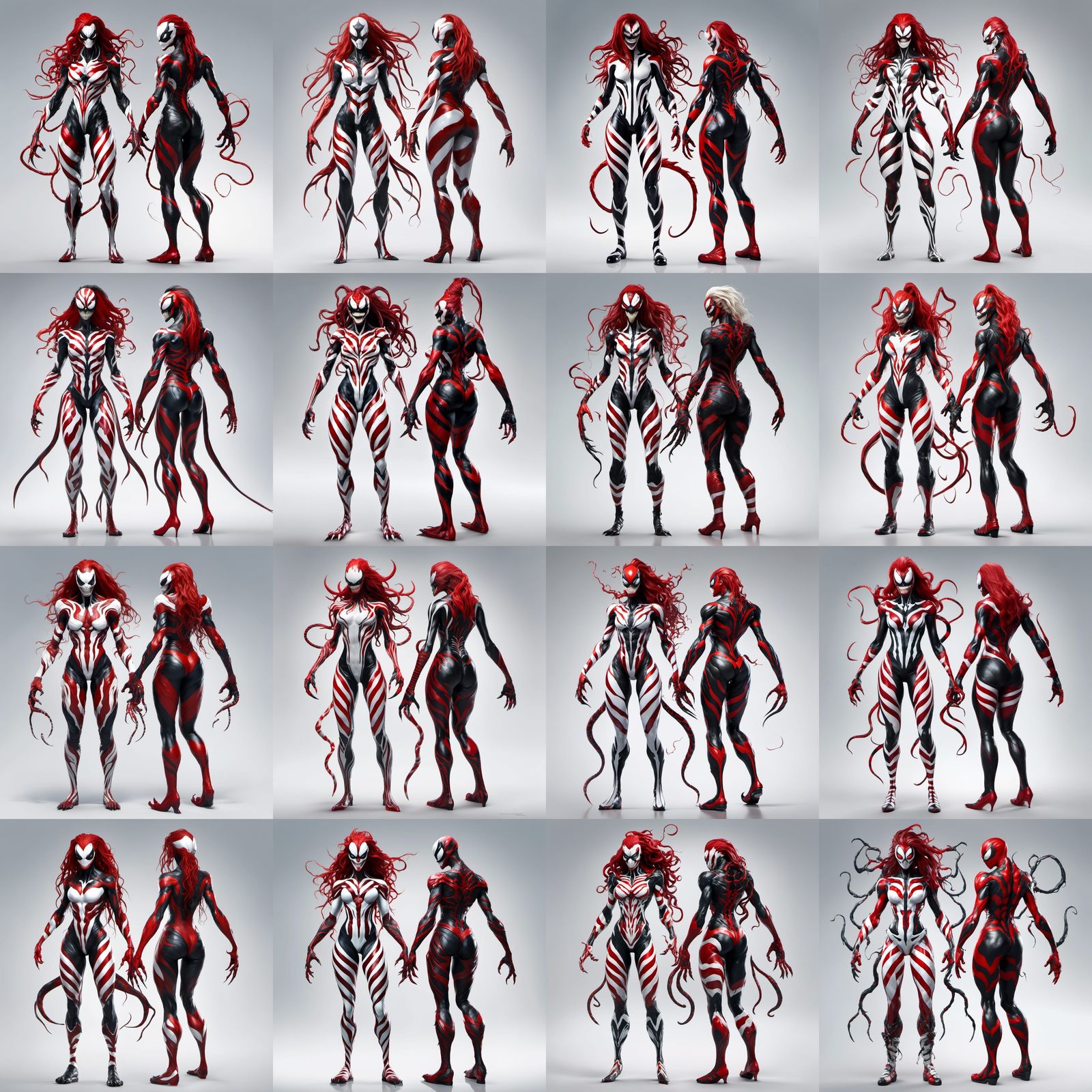 Female Venom Full Body with White and Red Stripes
