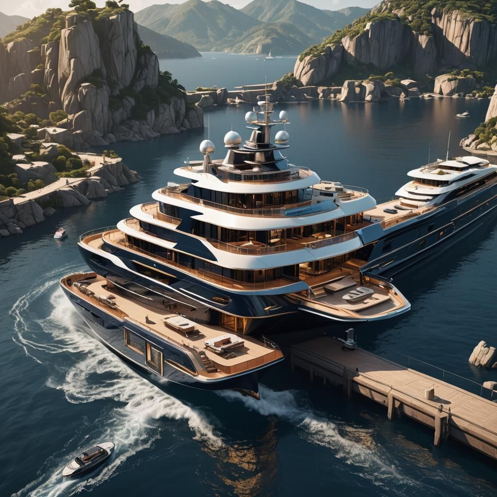 Billionaires' Yacht: Detailed Matte Painting
