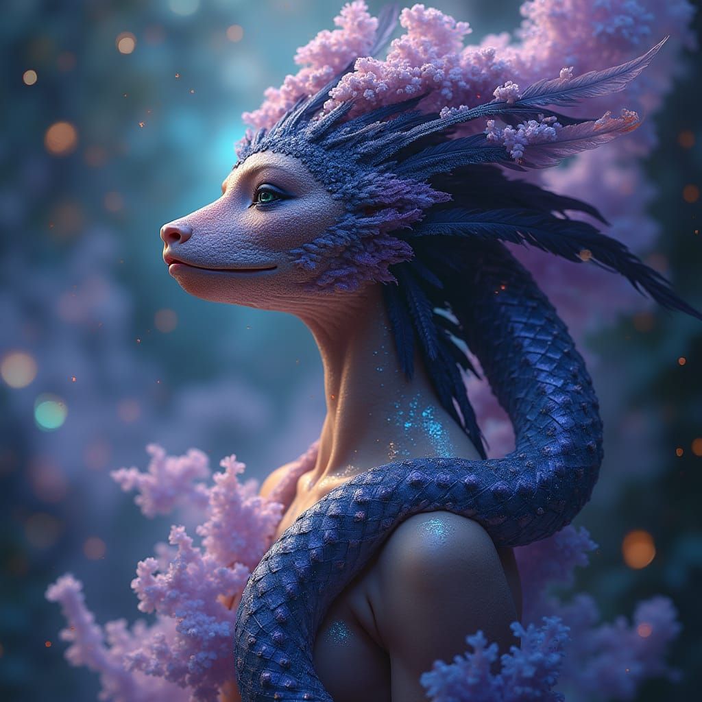 Half-Snake Hybrid in Dreamlike Astral Projection