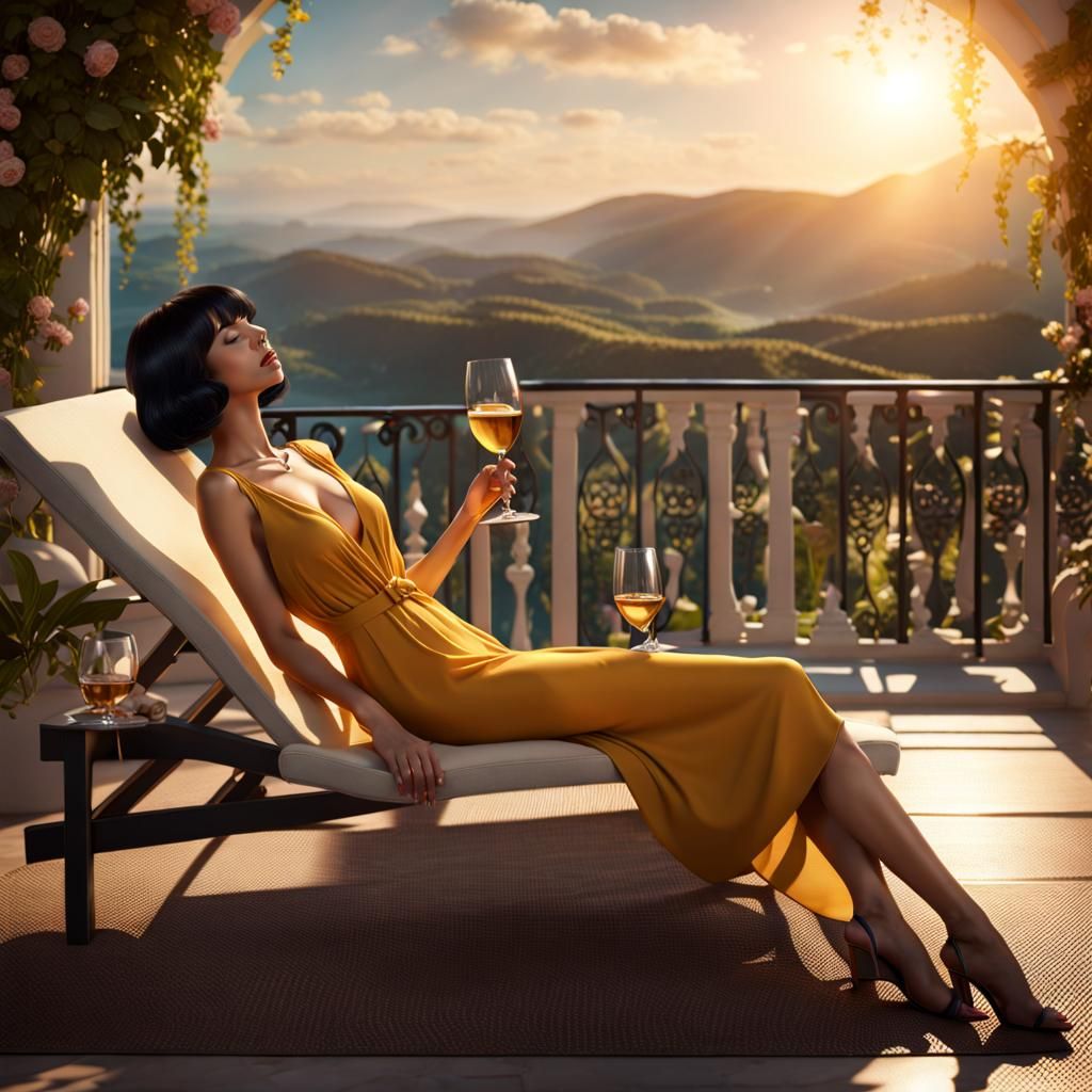 Woman Crying on Balcony: Fantasy Concept Art