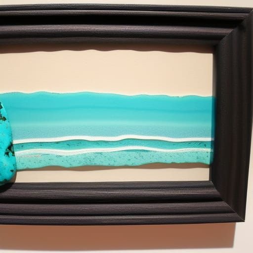 Framed Acrylic Painting of Rocks and Beach Glass