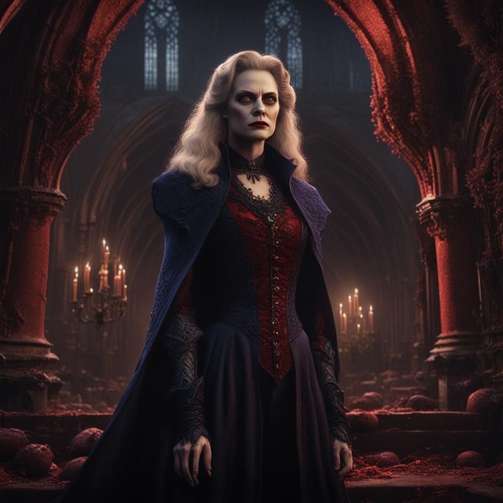 Female Vampire Detailed Matte Painting in Deep Color