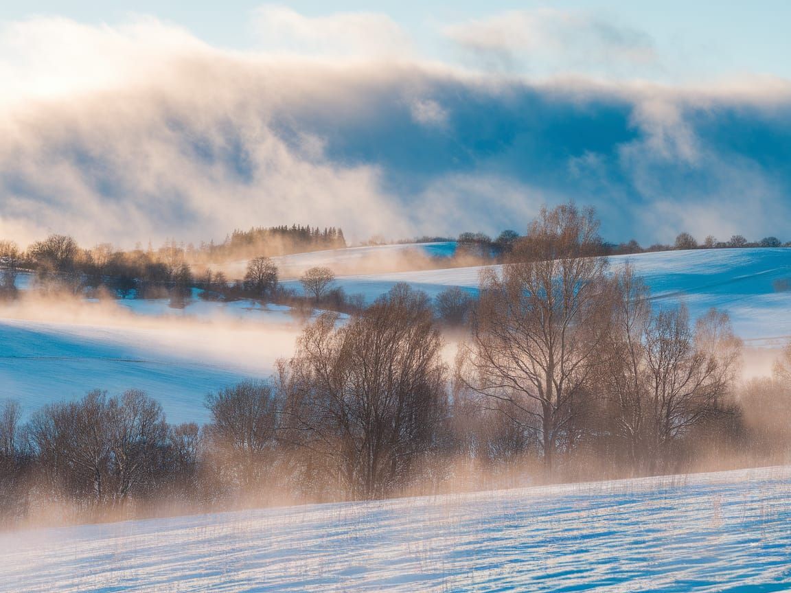 Snowy Saskatchewan Landscape in Watercolor Style