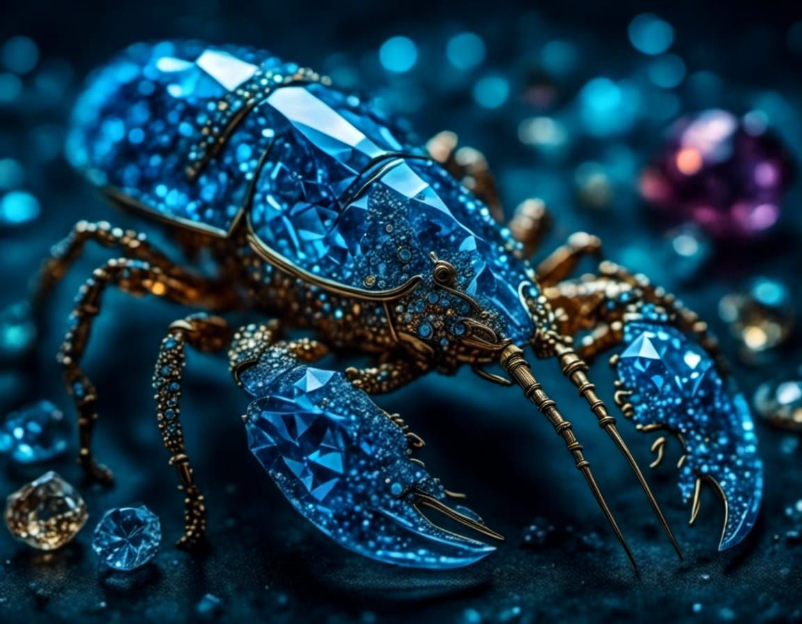 Gemstone Lobster Sculpture in Professional Photography Style