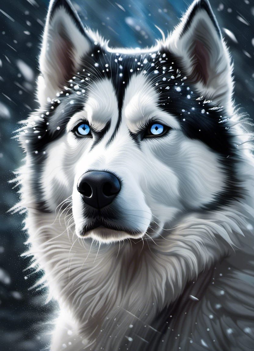 Siberian Husky in a snow storm