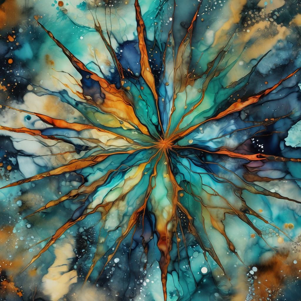 Abstract Starscape in Alcohol Ink Style