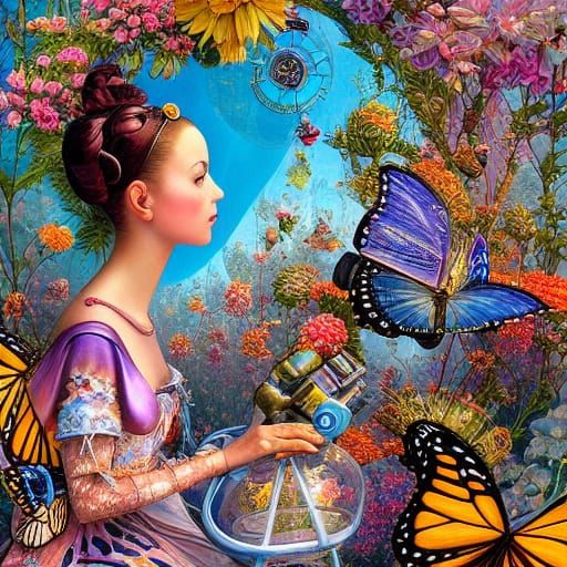 Futuristic Princess Butterfly Garden in Space