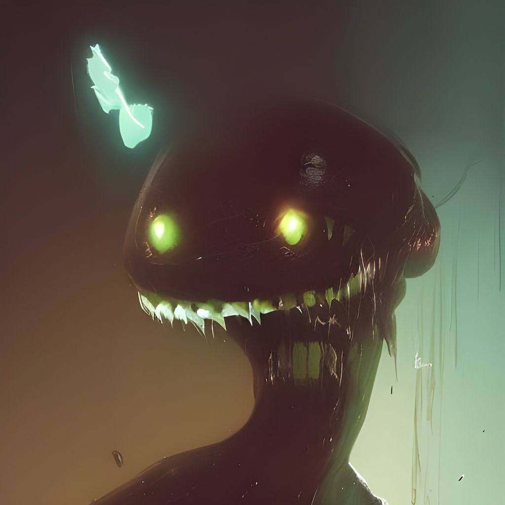 Sinister Smiley Face Creature, Dark Fantasy Art