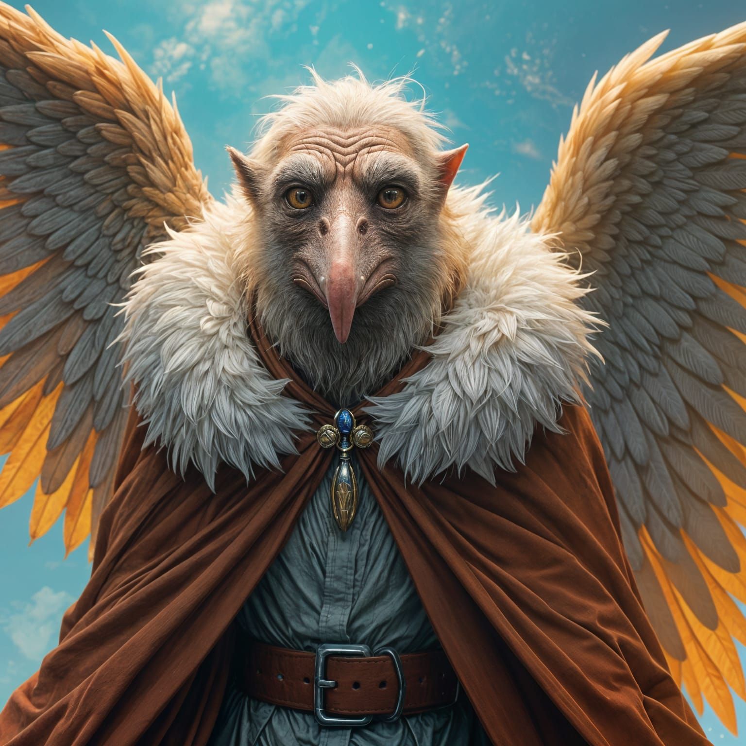 Vulture-like Angel in Kaleidoscope, Detailed Matte Painting