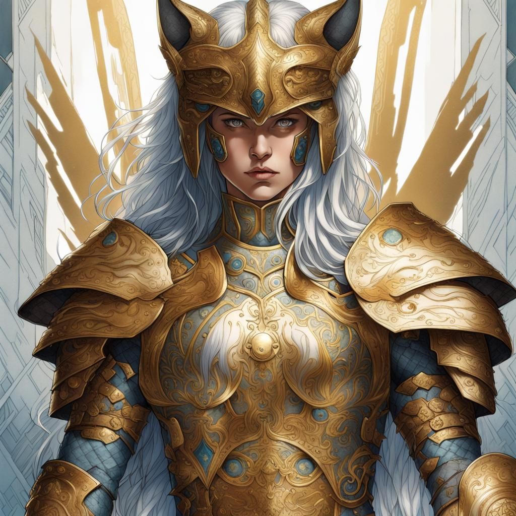 Golden Wolf Saint: Epic Manga-Inspired Female Warrior