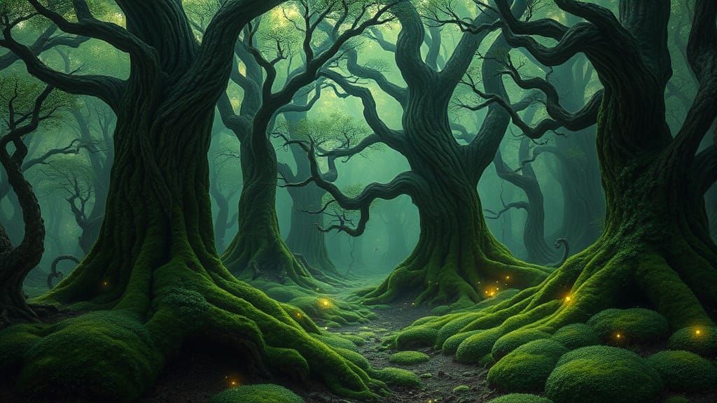 Mystical Primeval Forest in Dreamlike Style