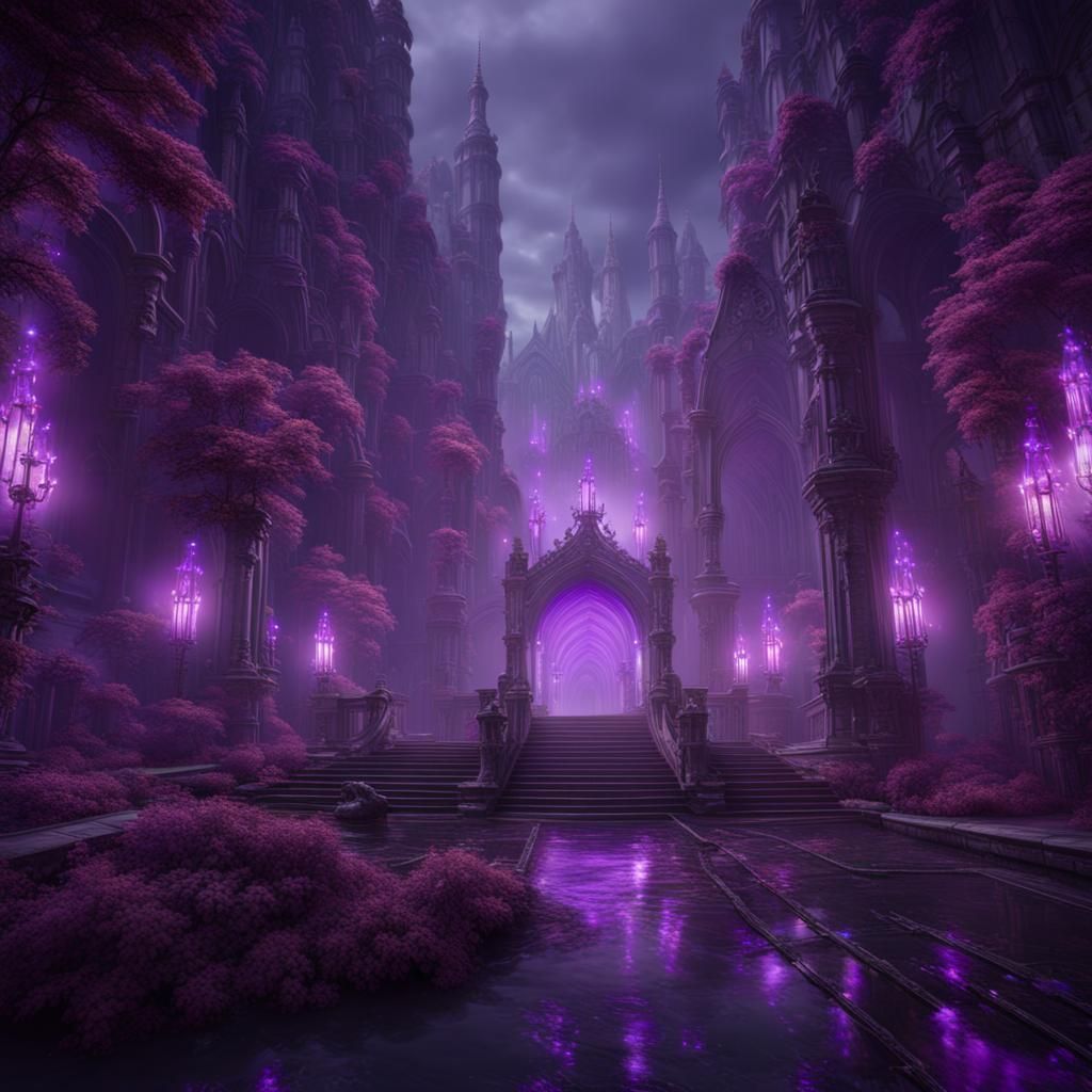Fantastical Purple Lights in Detailed Digital Painting