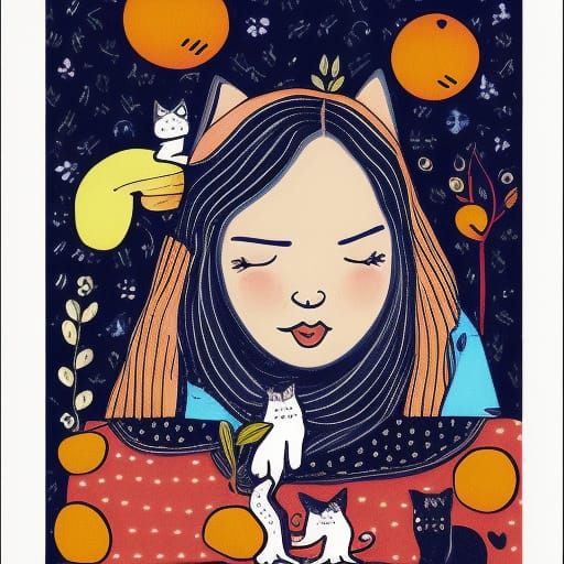 Girl with cats