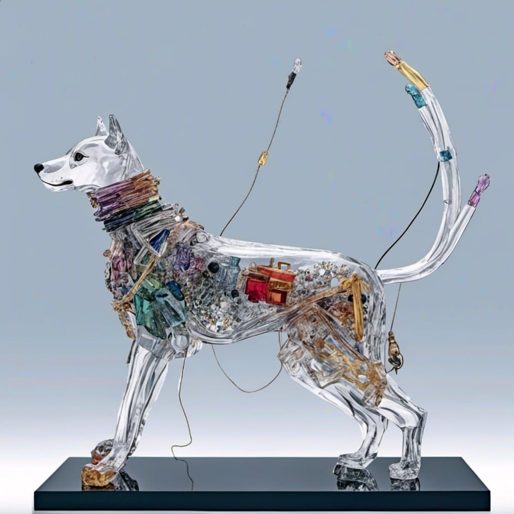 Cyborg Dog: Digital Rendering in Neo-Dada Style