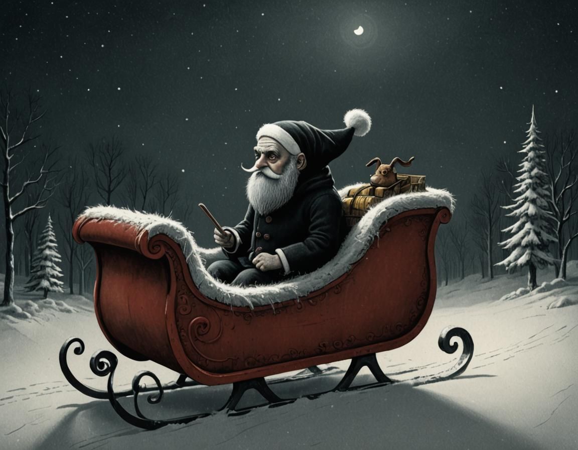 Gothic Santa Sleigh Mishap in Gashlycrumb Style