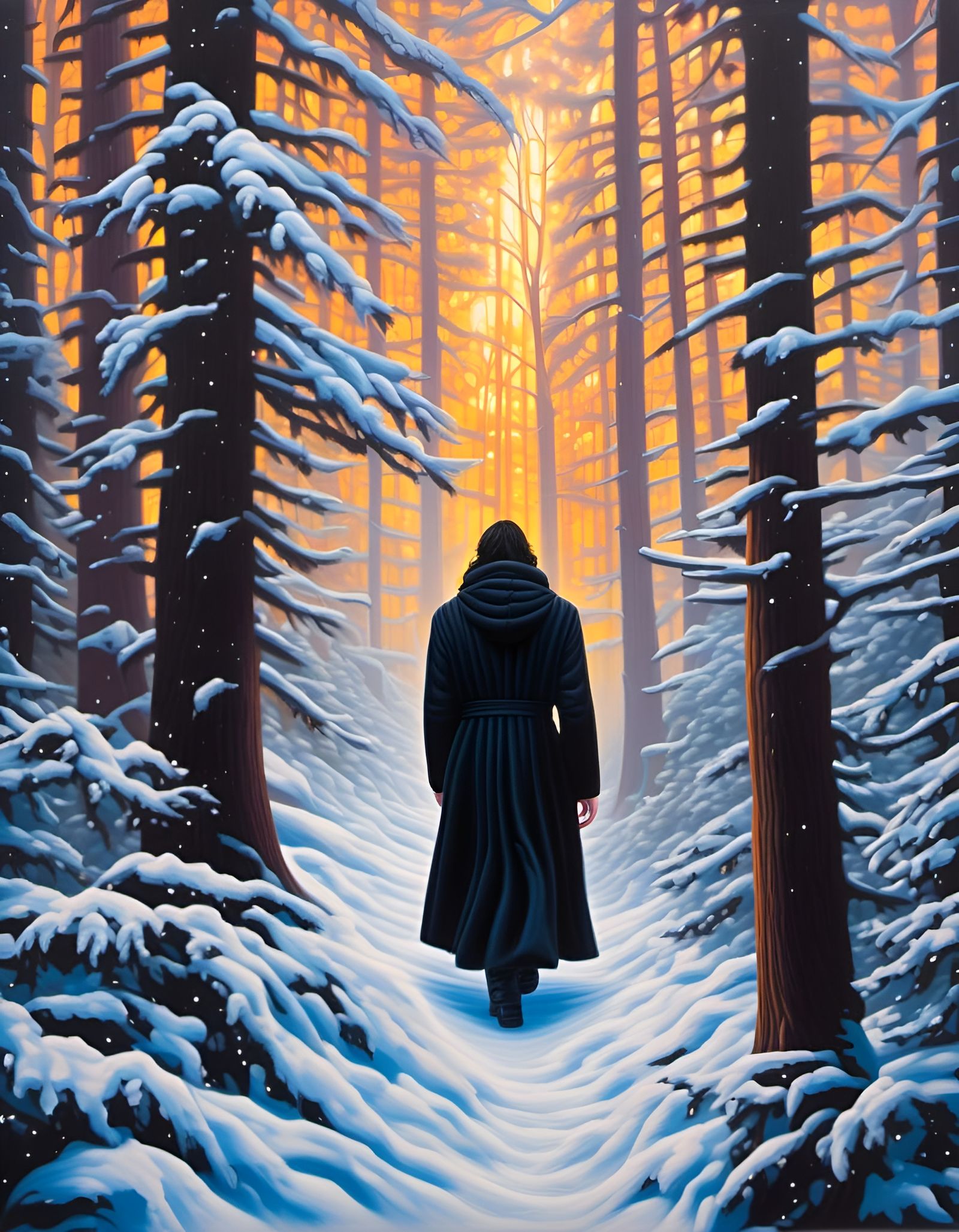 Kylo Ren Unmasked on Starkiller Base as Oil Painting