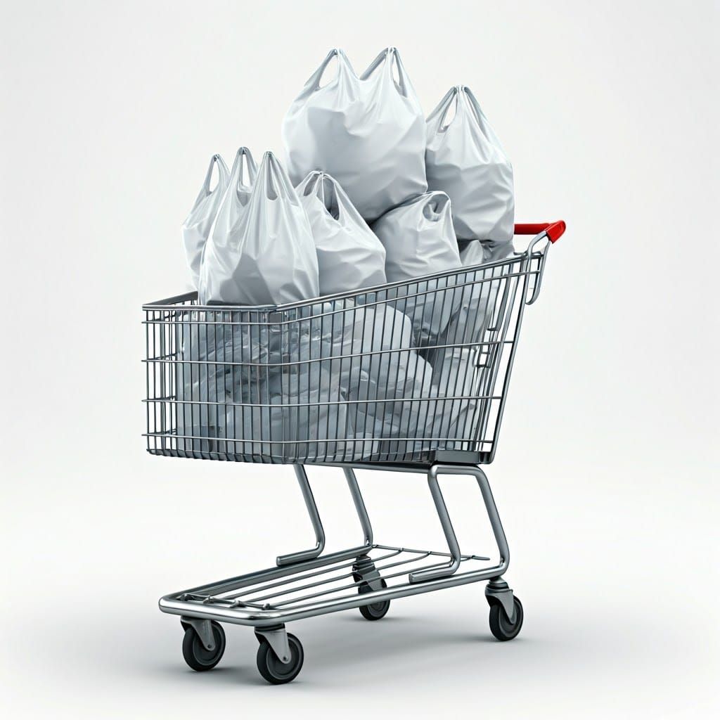 Overloaded Supermarket Cart in Photorealistic Detail