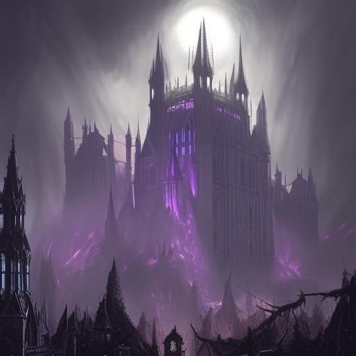 High Gothic Citadel in Dark Fantasy Forest