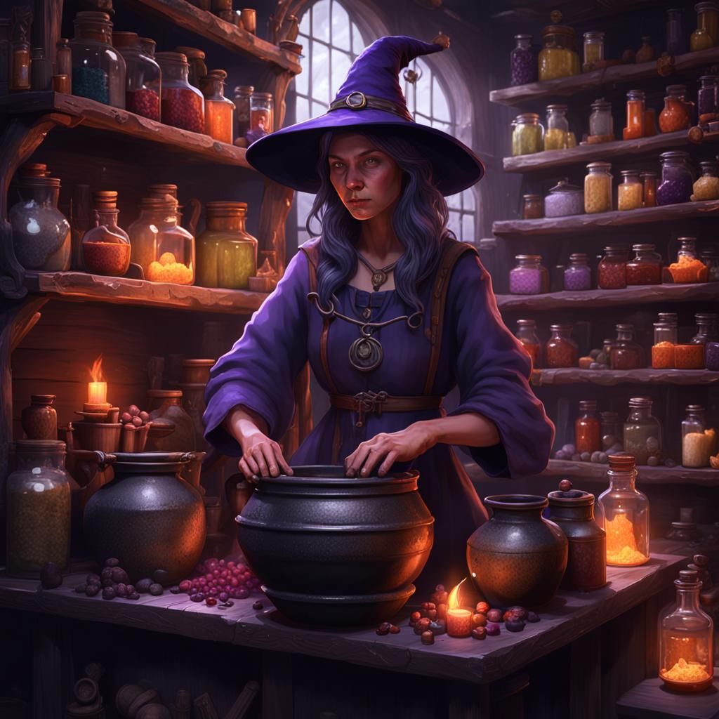 Fantasy Witch Potion Shop: Dark Concept Art