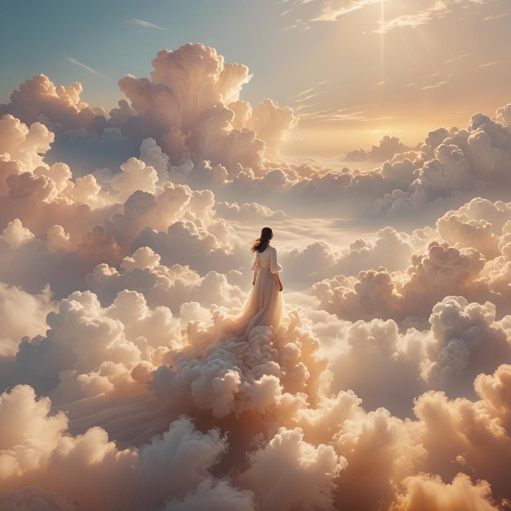 Ethereal Figure Basking in Divine Sunlight